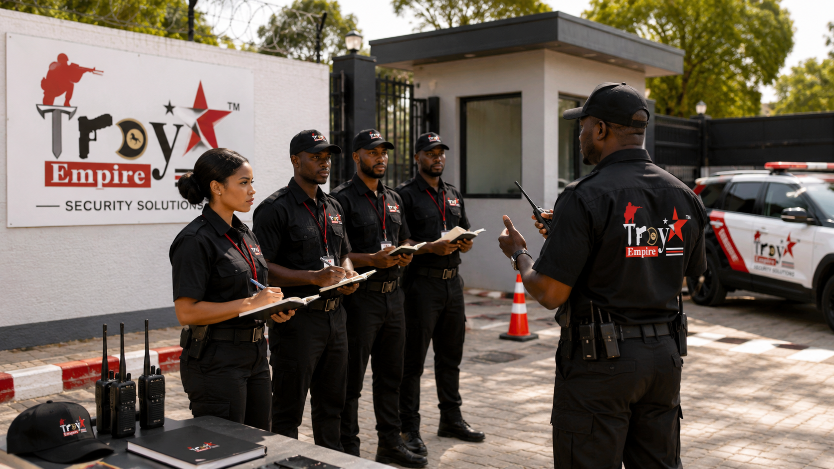 Troy Empire security team receiving practical field instruction